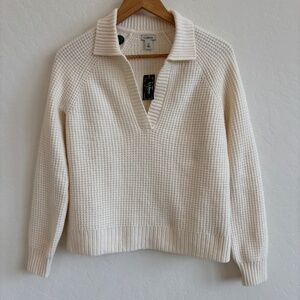 NWT L.L.Bean SuperSoft Waffle Polo  women's size XS, Cream